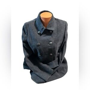 Brooks Brothers 346 Double Breasted Pea Coat Womens 10 Gray Wool Button Down